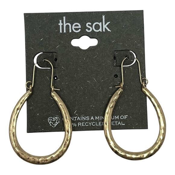 The Sak Jewelry - The Sak Gold Tone U-Shape Hoop Earrings with Gift Bag. Recycled Metal